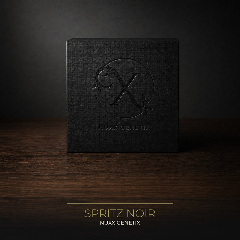 NUXX Spritz Noir – feminisierte Cannabissamen (Vault Limited), NUXX Genetix Verpackung